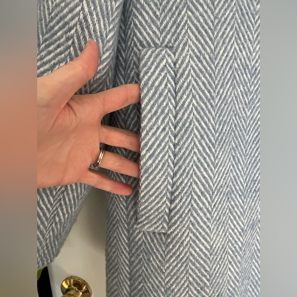NWT J. Crew Herringbone City Coat in Pale Seascape Chevron Blue - Picture 10 of 14